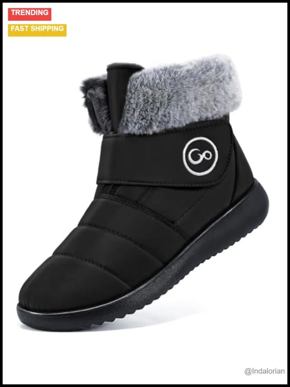 Fur Lined Waterproof Snow Boots Slip On Winter Booties